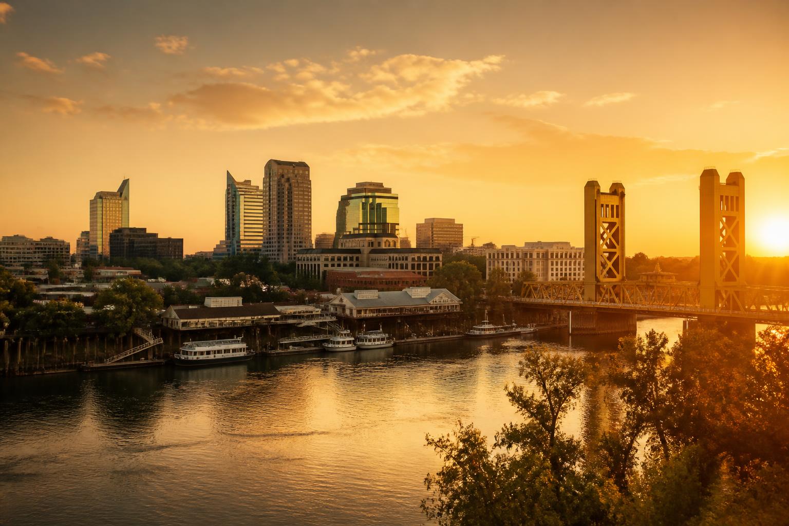 Sacramento skyline at golden hour